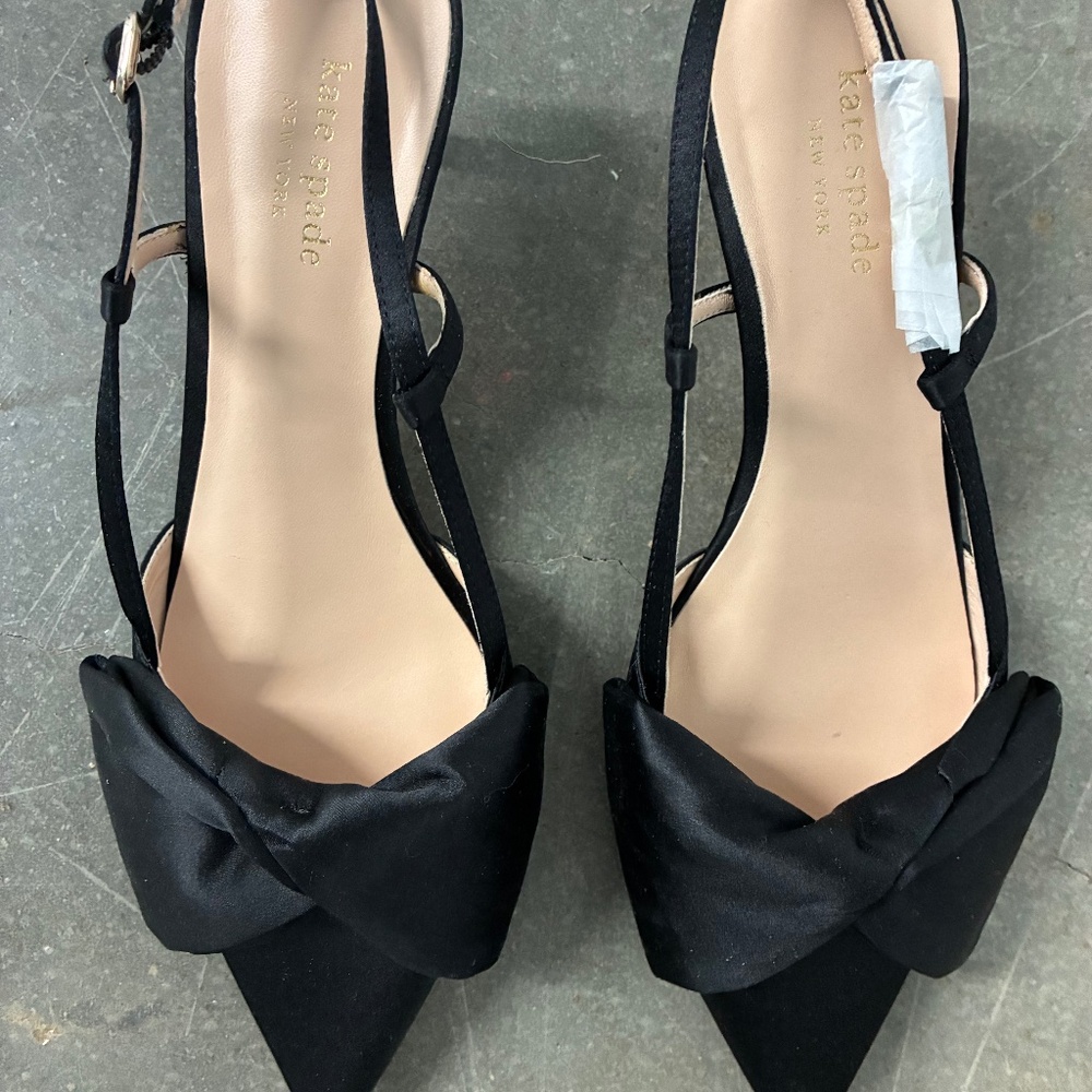 Kate Spade Satin Bow Black Kitten Heel